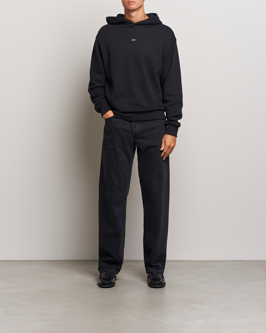 Homme | Pulls Et Tricots | A.P.C. | Boxy Micro Center Logo Hoodie Black