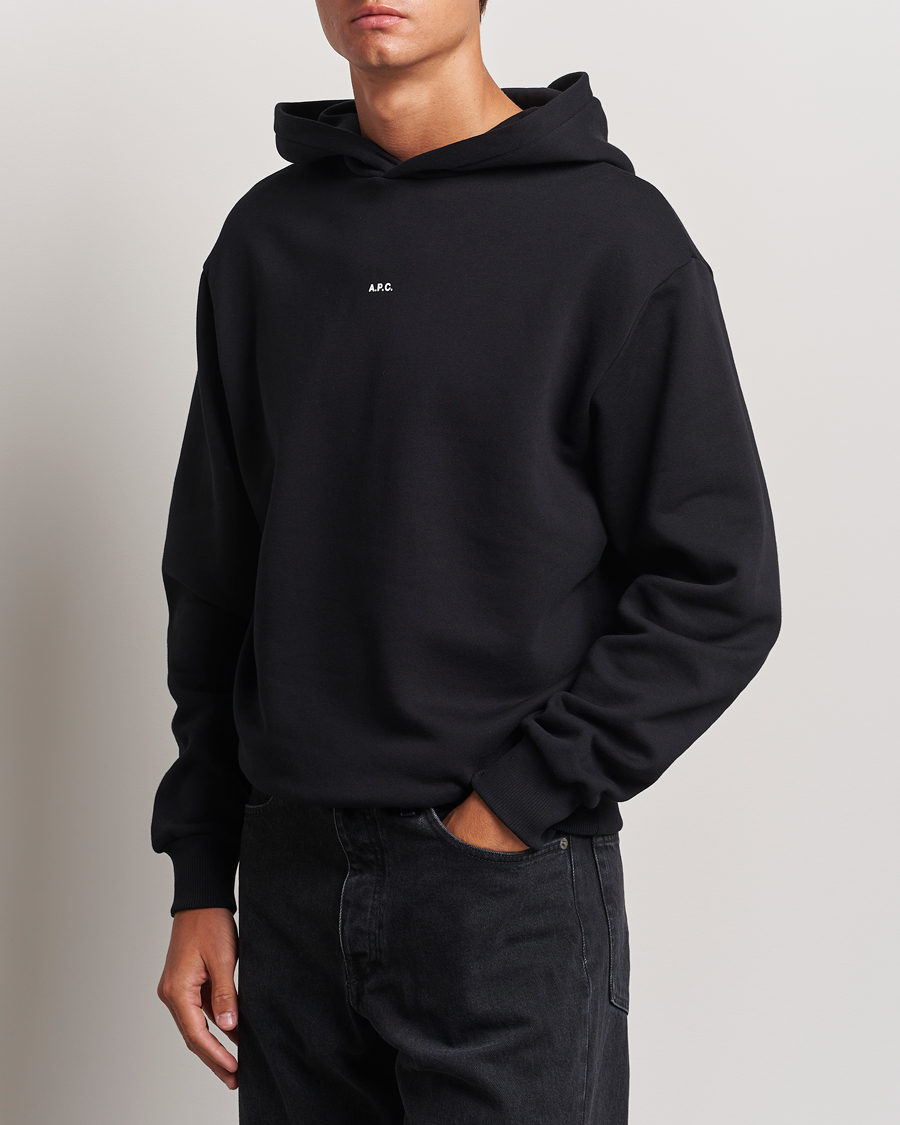 Homme | Pulls Et Tricots | A.P.C. | Boxy Micro Center Logo Hoodie Black