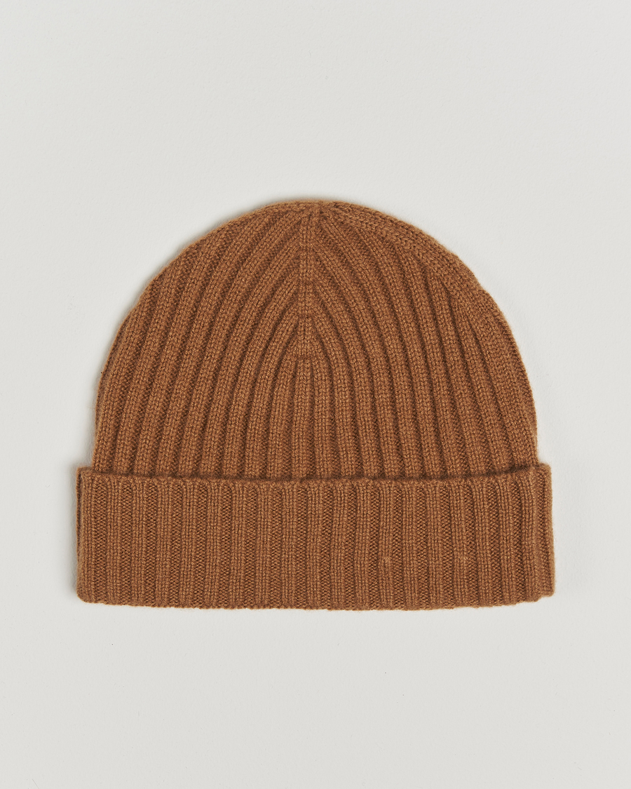 Homme | Amanda Christensen Rib Knitted Cashmere Cap Nougat | Amanda Christensen | Rib Knitted Cashmere Cap Nougat