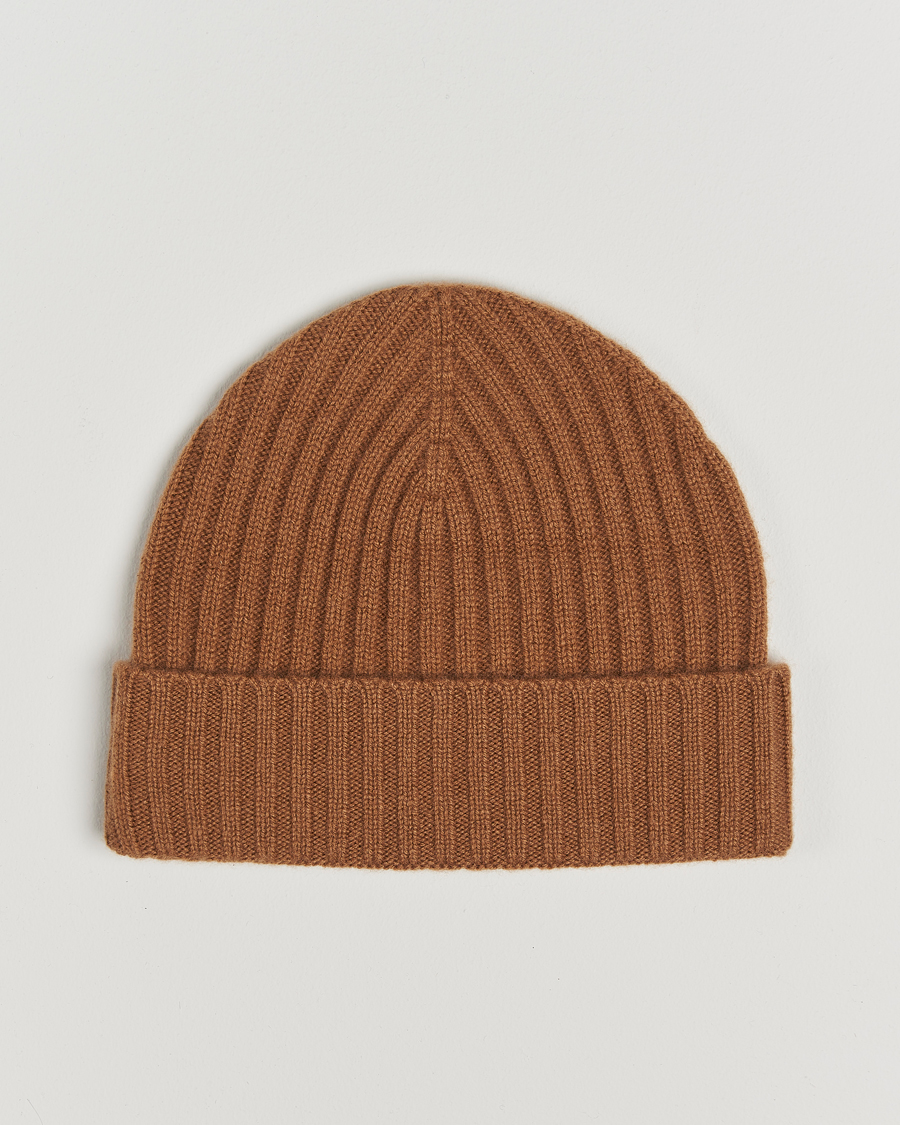 Homme | Amanda Christensen Rib Knitted Cashmere Cap Nougat | Amanda Christensen | Rib Knitted Cashmere Cap Nougat