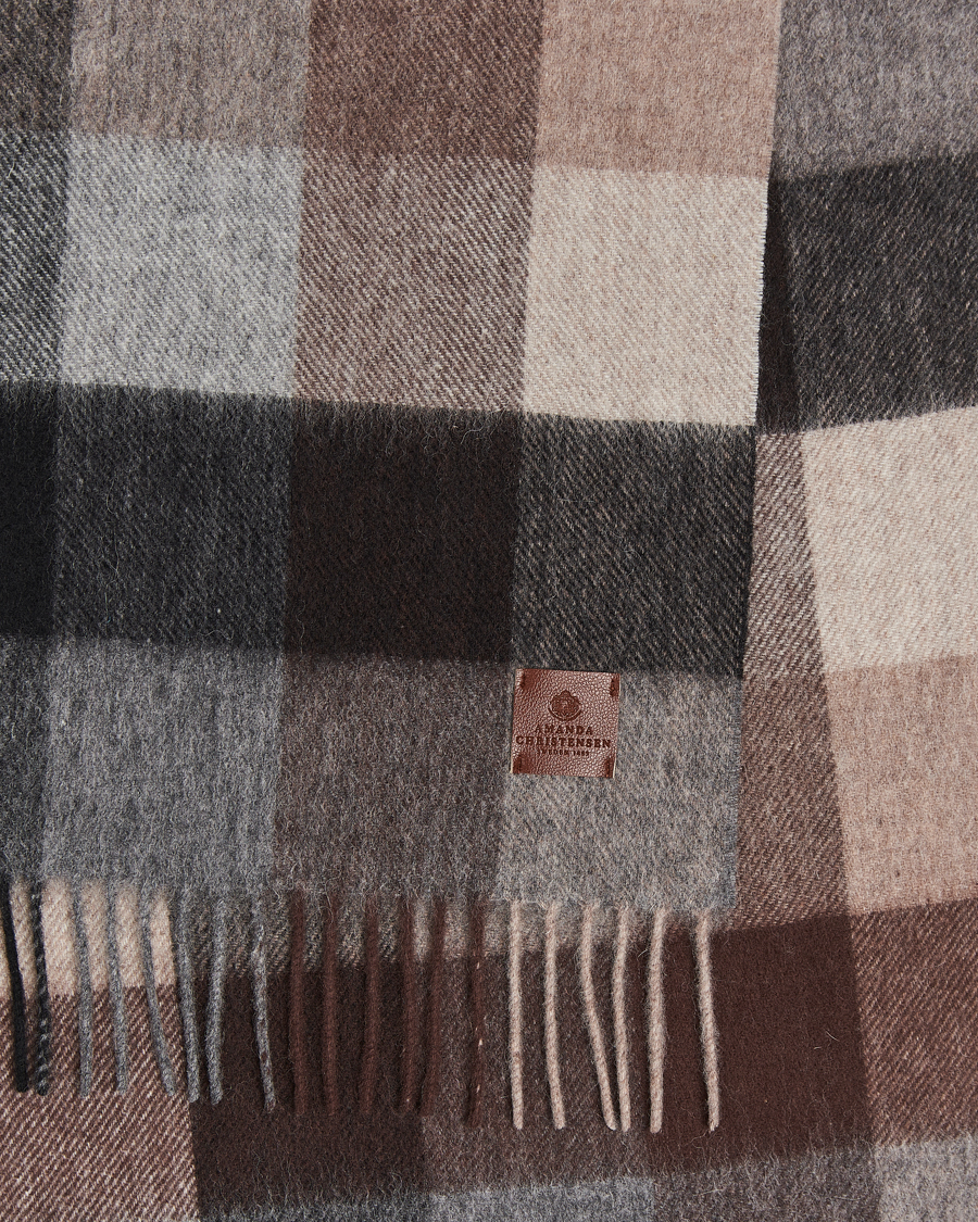 Homme | Amanda Christensen Wool Block Check Scarf Brown/Grey | Amanda Christensen | Wool Block Check Scarf Brown/Grey
