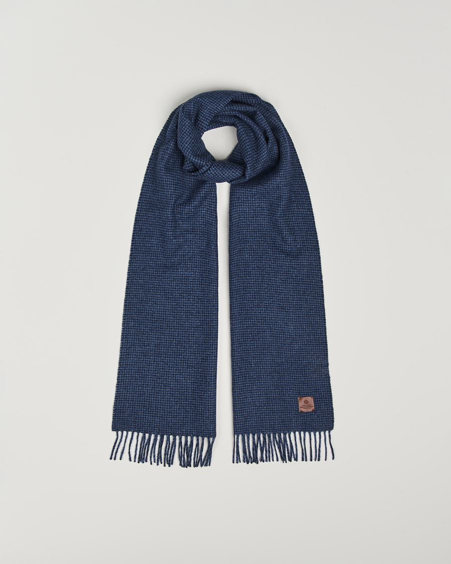 Homme | Amanda Christensen Merino Wool Dogtooth Scarf Navy | Amanda Christensen | Merino Wool Dogtooth Scarf Navy