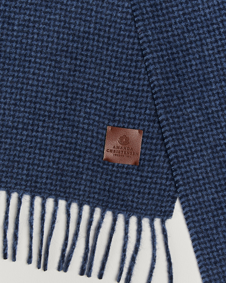 Homme | Amanda Christensen Merino Wool Dogtooth Scarf Navy | Amanda Christensen | Merino Wool Dogtooth Scarf Navy