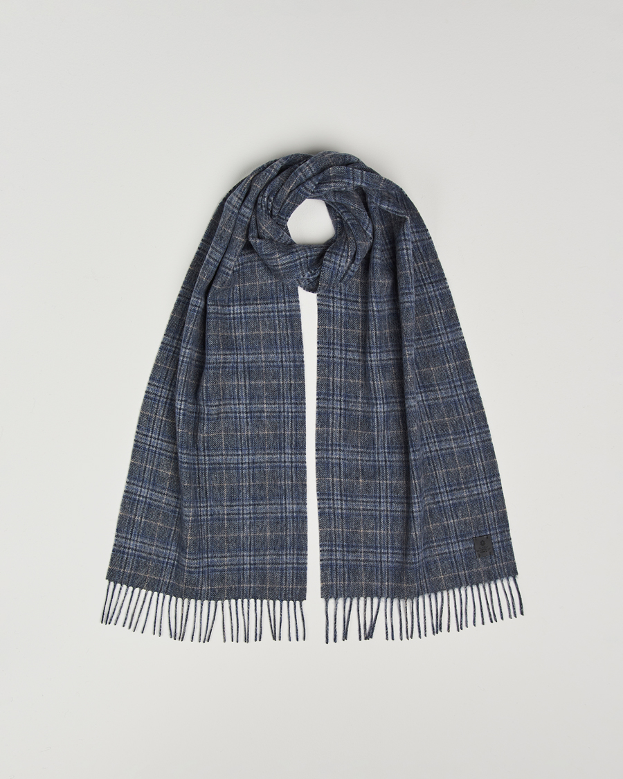 Homme | Amanda Christensen Merino Wool Glencheck Scarf Blue | Amanda Christensen | Merino Wool Glencheck Scarf Blue