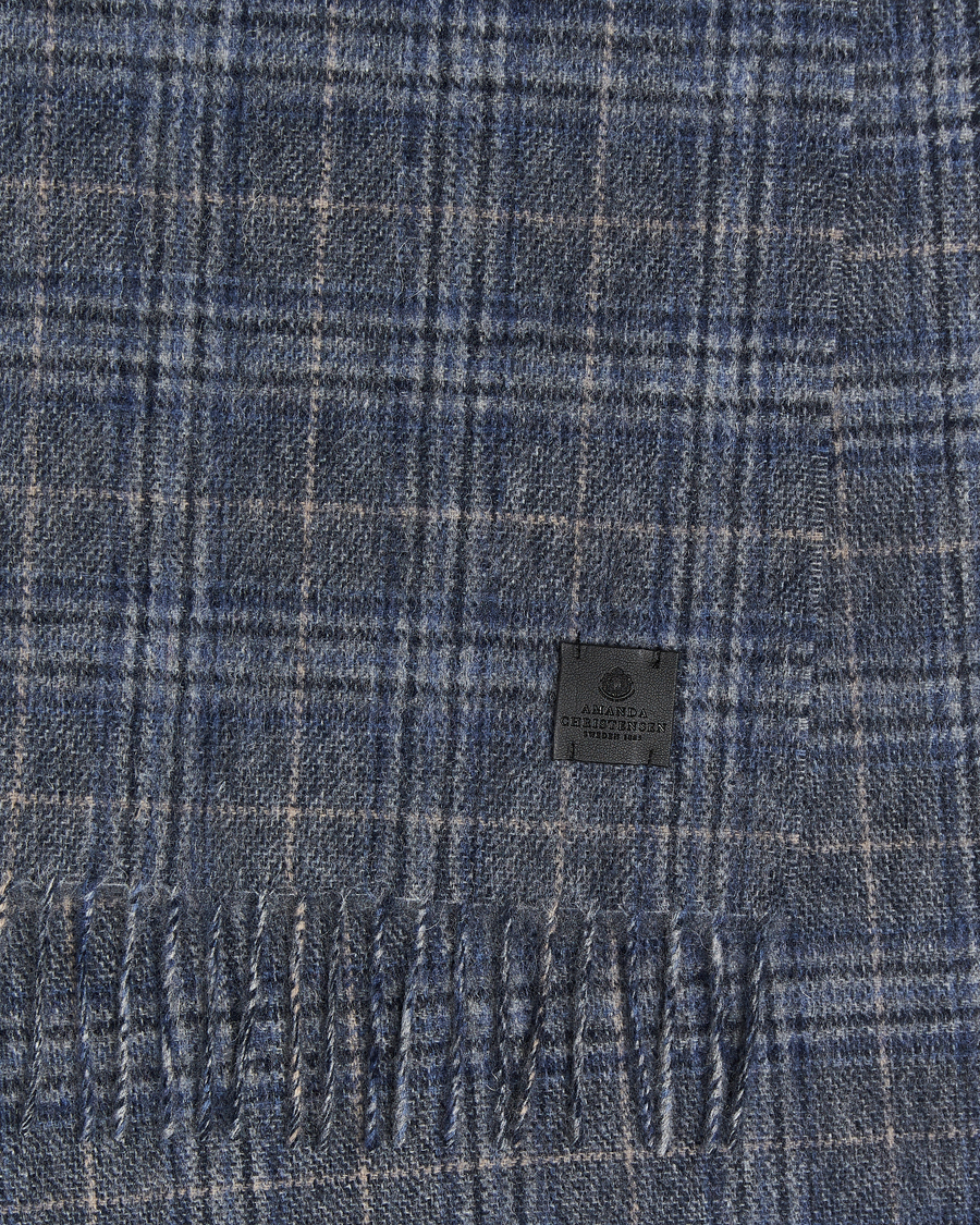 Homme | Amanda Christensen Merino Wool Glencheck Scarf Blue | Amanda Christensen | Merino Wool Glencheck Scarf Blue