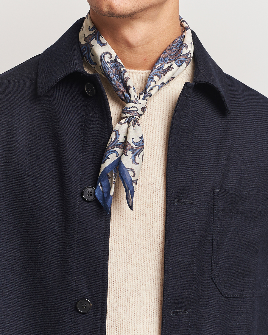 Homme | Amanda Christensen Cotton Voilé Printed Paisley Bandana White | Amanda Christensen | Cotton Voilé Printed Paisley Bandana White