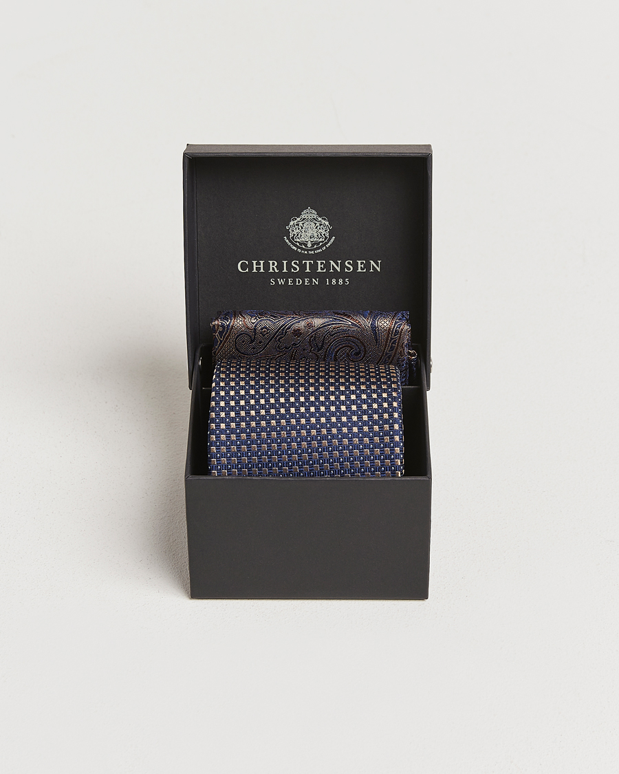 Homme | Amanda Christensen Box Set Silk 8 cm Tie And Pocket Square Brown | Amanda Christensen | Box Set Silk 8 cm Tie And Pocket Square Brown