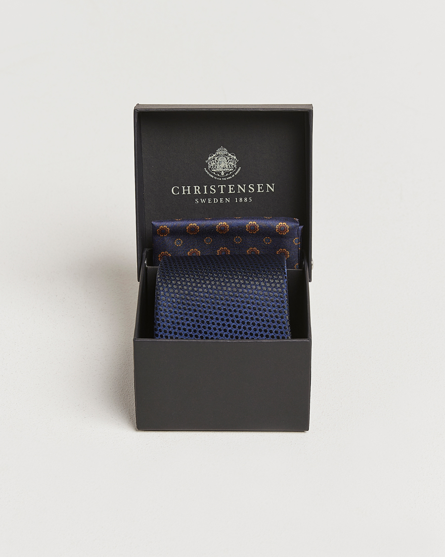 Homme | Amanda Christensen Box Set Silk 8 cm Tie And Pocket Square Navy | Amanda Christensen | Box Set Silk 8 cm Tie And Pocket Square Navy