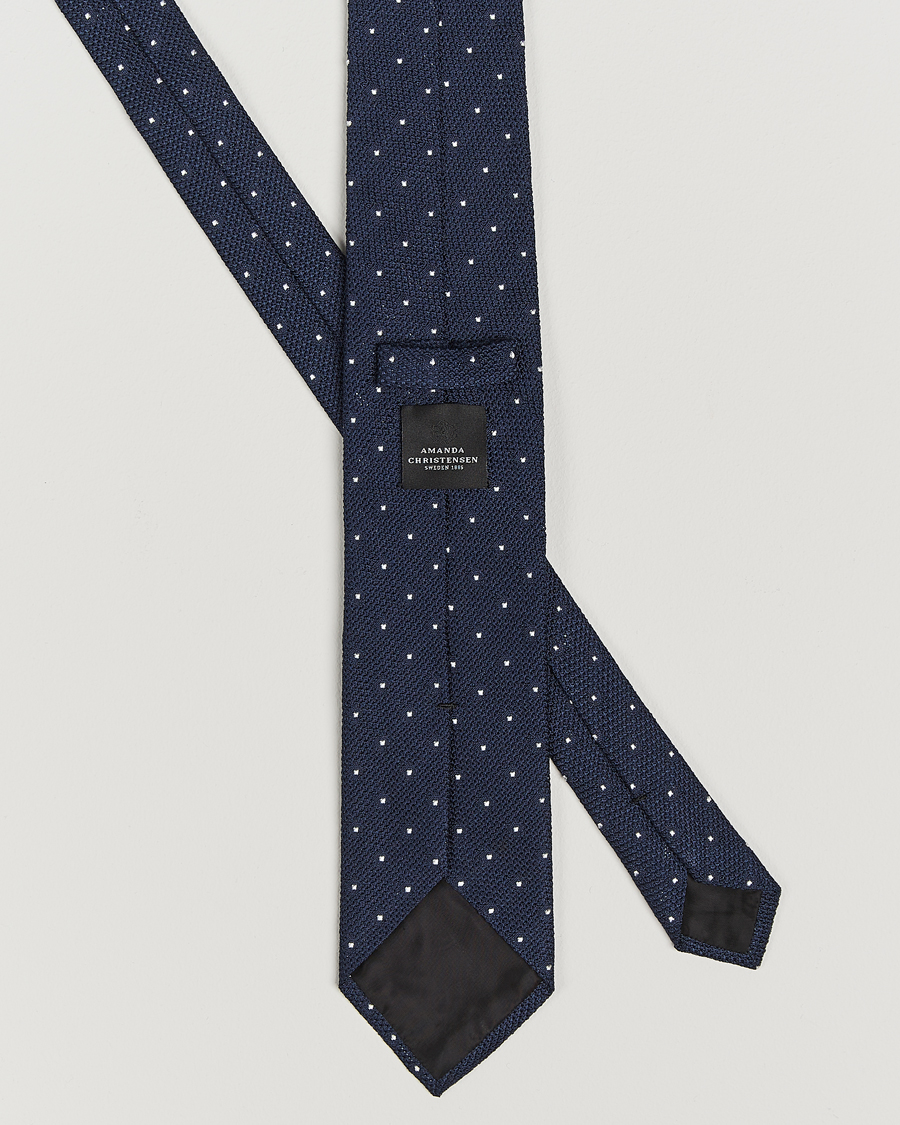 Homme | Amanda Christensen Silk Grenadine Dot 8cm Tie Navy | Amanda Christensen | Silk Grenadine Dot 8cm Tie Navy