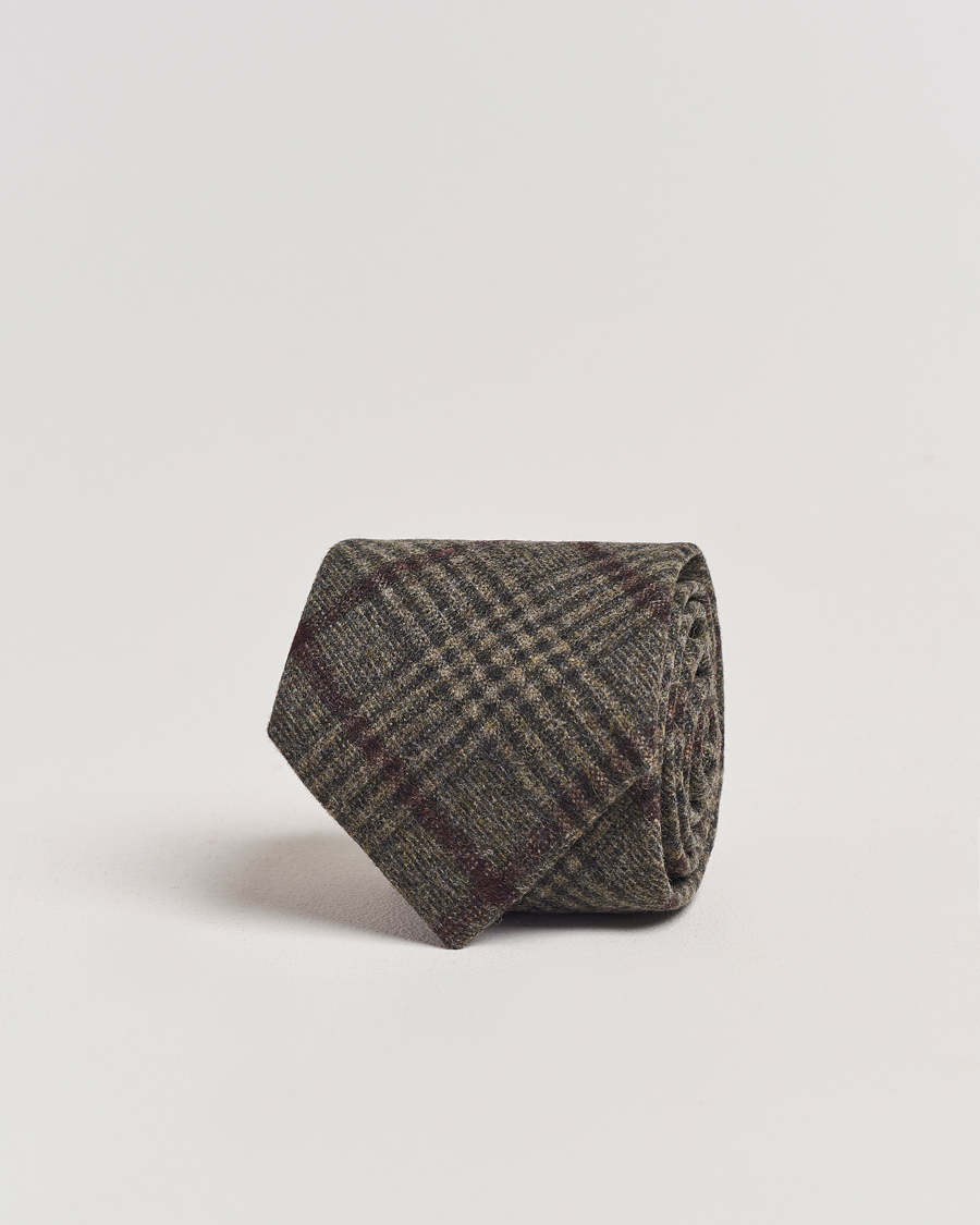 Homme | Amanda Christensen Wool Checked 8cm Tie Green | Amanda Christensen | Wool Checked 8cm Tie Green