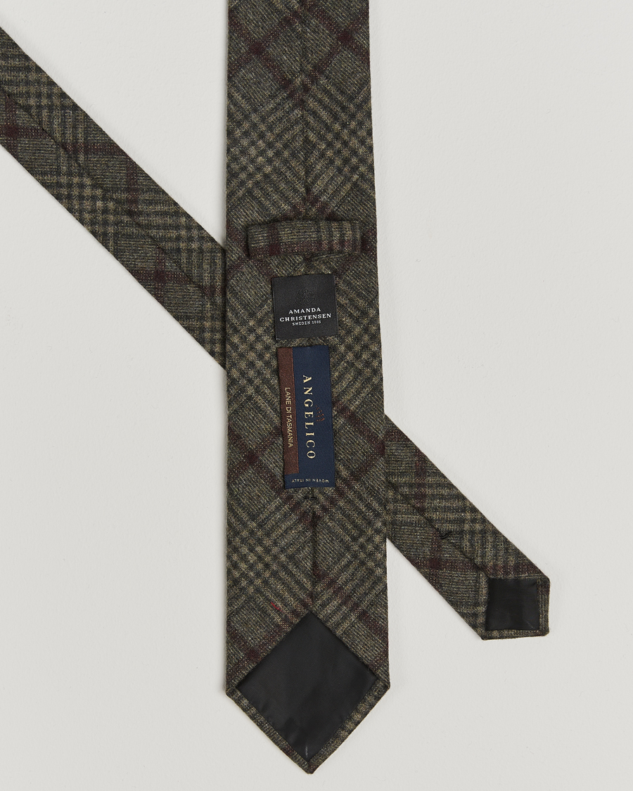 Homme | Amanda Christensen Wool Checked 8cm Tie Green | Amanda Christensen | Wool Checked 8cm Tie Green