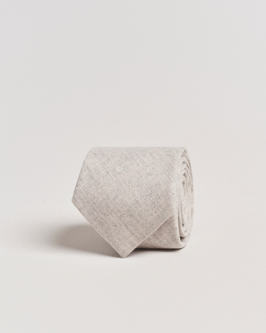 Homme | Amanda Christensen Wool Flannel 8cm Tie Light Beige | Amanda Christensen | Wool Flannel 8cm Tie Light Beige
