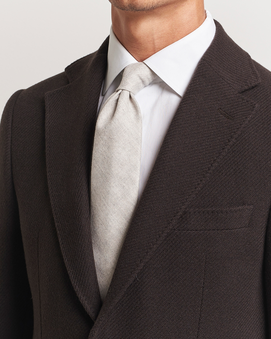 Homme | Amanda Christensen Wool Flannel 8cm Tie Light Beige | Amanda Christensen | Wool Flannel 8cm Tie Light Beige