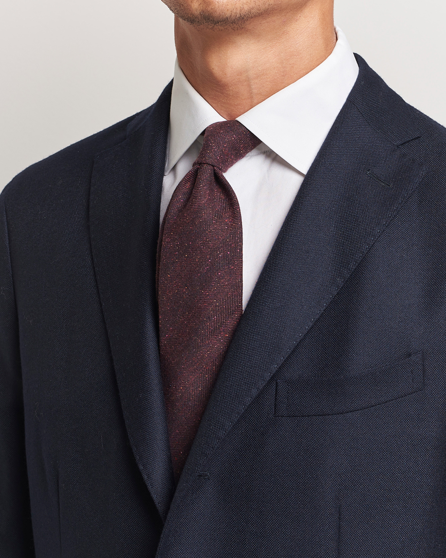 Homme | Amanda Christensen Wool Donegal 8cm Tie Wine | Amanda Christensen | Wool Donegal 8cm Tie Wine