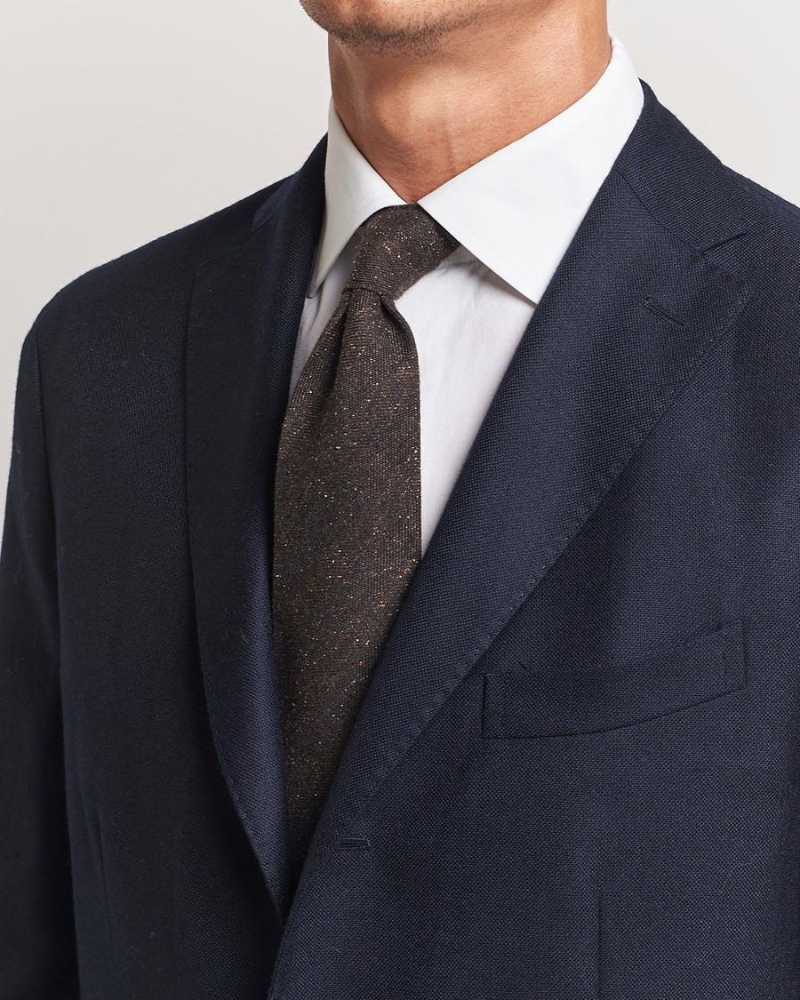 Homme | Amanda Christensen Wool Donegal 8cm Tie Brown | Amanda Christensen | Wool Donegal 8cm Tie Brown