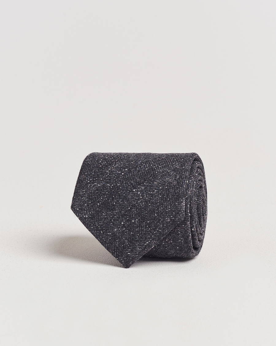 Homme | Amanda Christensen Wool Donegal 8cm Tie Black | Amanda Christensen | Wool Donegal 8cm Tie Black