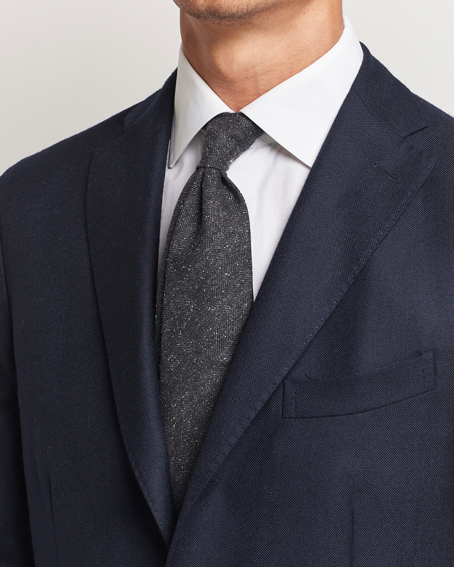 Homme | Amanda Christensen Wool Donegal 8cm Tie Black | Amanda Christensen | Wool Donegal 8cm Tie Black