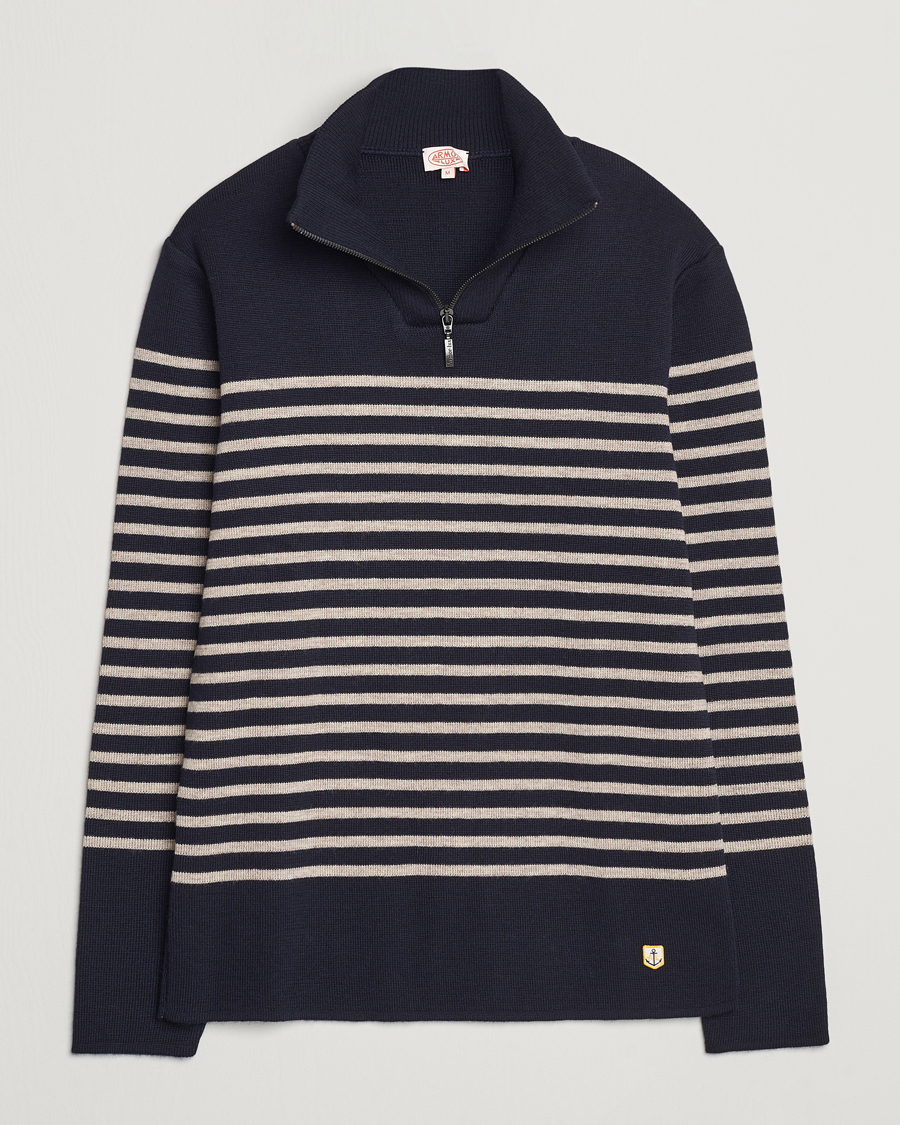 Homme | Pulls Et Tricots | Armor-lux | Pull Camionneur Wool Half Zip Navy/Sandstone