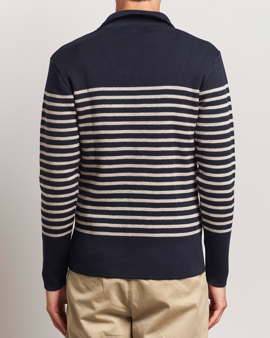 Homme | Pulls Et Tricots | Armor-lux | Pull Camionneur Wool Half Zip Navy/Sandstone