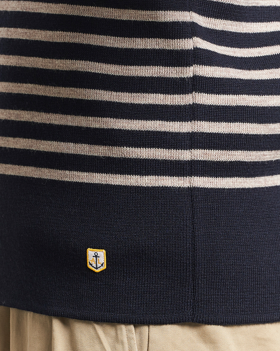 Homme | Pulls Et Tricots | Armor-lux | Pull Camionneur Wool Half Zip Navy/Sandstone