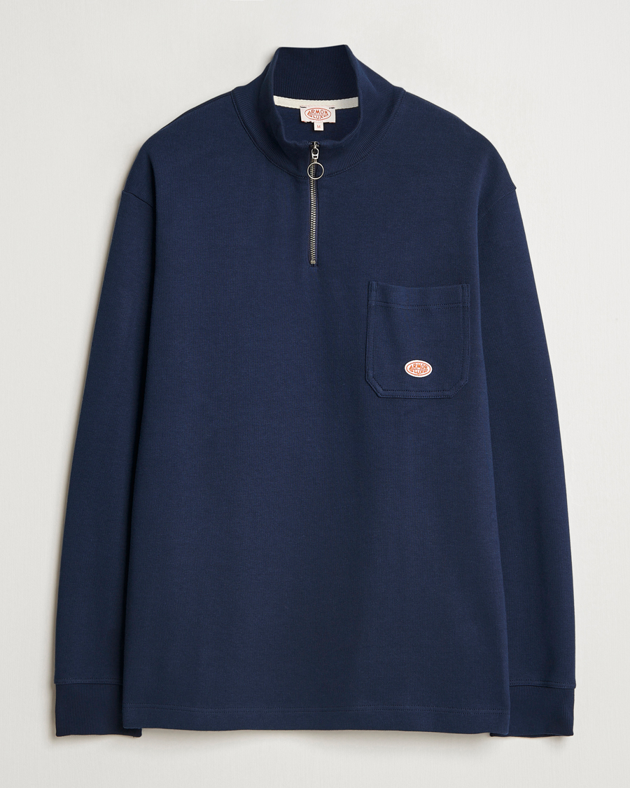 Homme | Pulls Et Tricots | Armor-lux | Camionneur Cotton Half Zip Sweater Deep Marine
