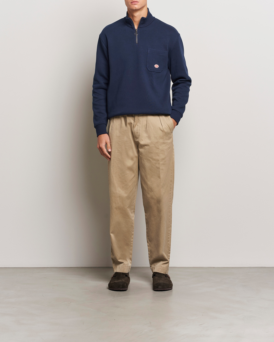 Homme | Pulls Et Tricots | Armor-lux | Camionneur Cotton Half Zip Sweater Deep Marine