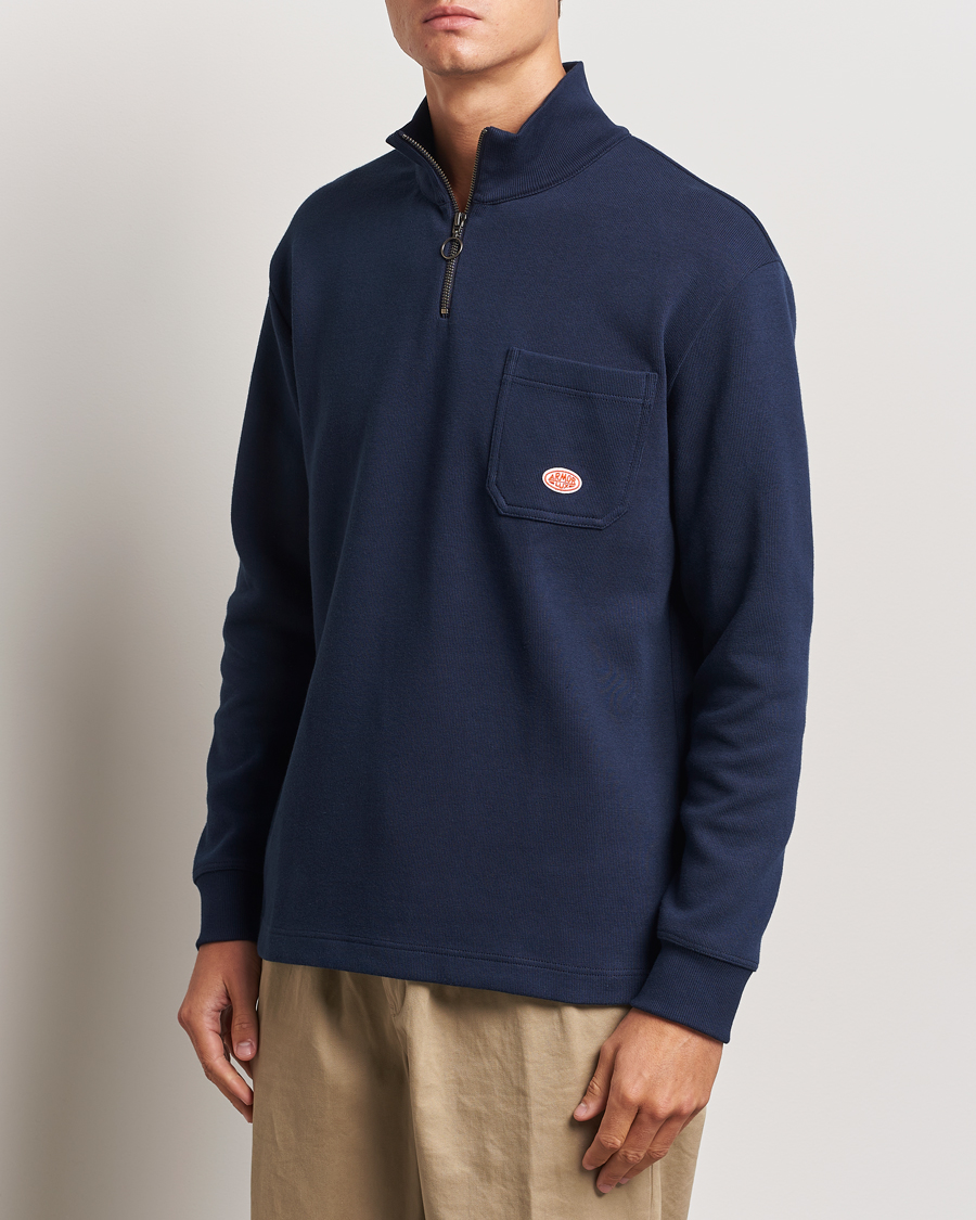 Homme | Pulls Et Tricots | Armor-lux | Camionneur Cotton Half Zip Sweater Deep Marine