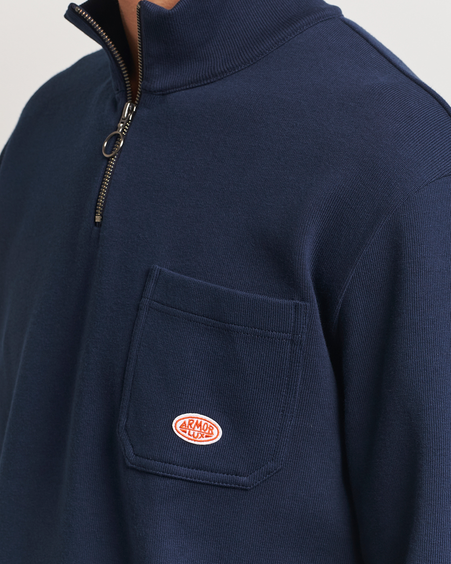 Homme | Pulls Et Tricots | Armor-lux | Camionneur Cotton Half Zip Sweater Deep Marine