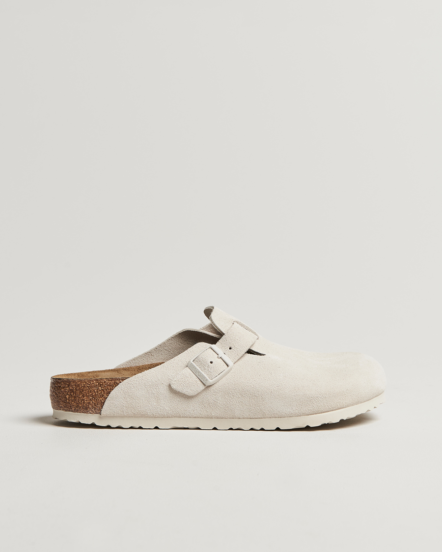 Homme | BIRKENSTOCK Boston Classic Footbed Antique White Suede | BIRKENSTOCK | Boston Classic Footbed Antique White Suede
