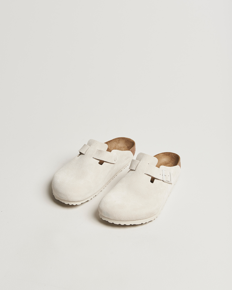 Homme | BIRKENSTOCK Boston Classic Footbed Antique White Suede | BIRKENSTOCK | Boston Classic Footbed Antique White Suede