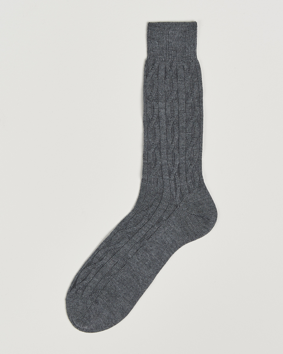 Homme | Sous-Vêtements Et Chaussettes | Bresciani | Link Ribbed Wool Socks Light Grey