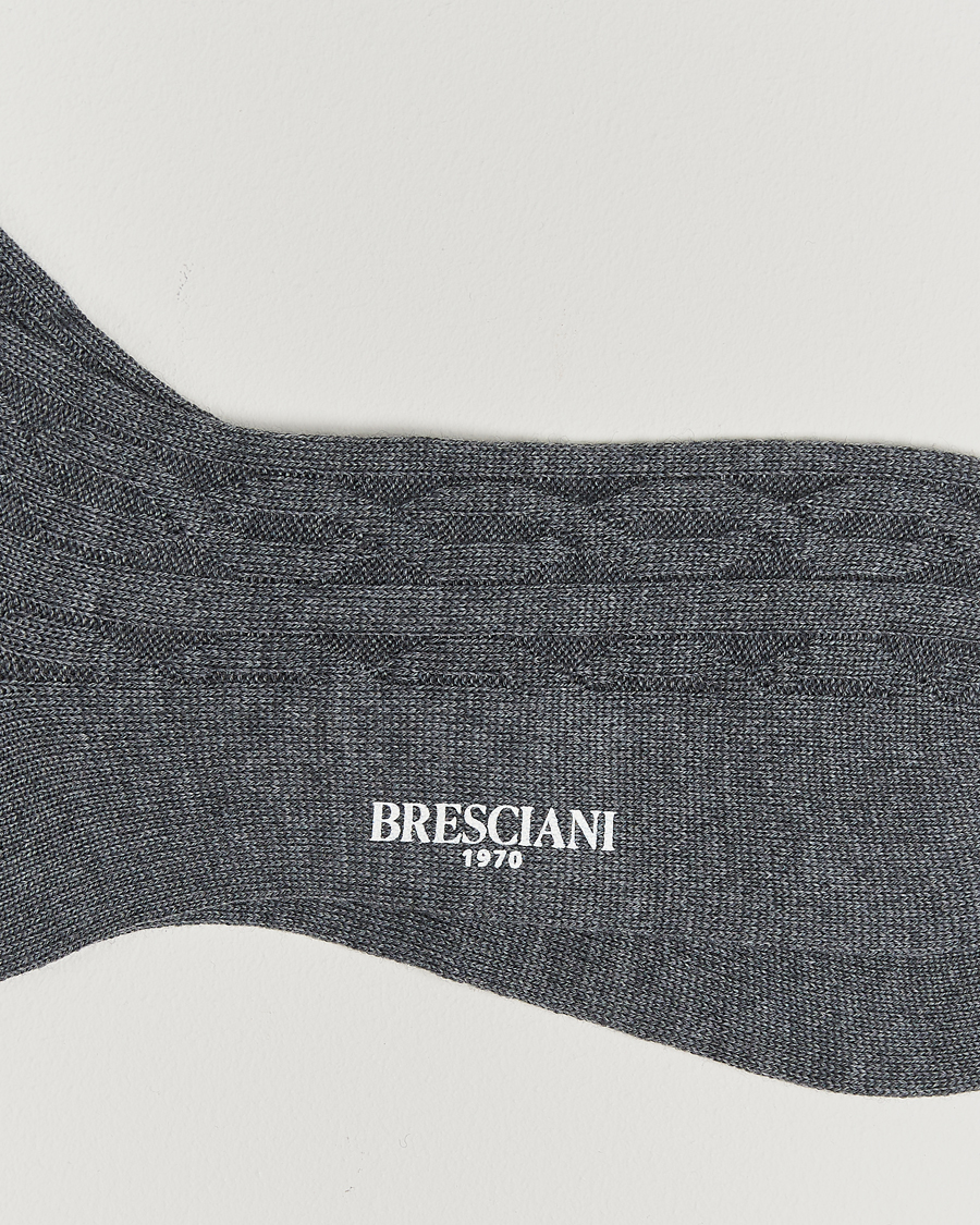 Homme | Sous-Vêtements Et Chaussettes | Bresciani | Link Ribbed Wool Socks Light Grey