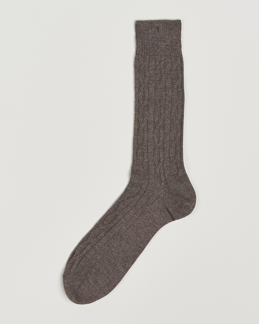 Homme | Sous-Vêtements Et Chaussettes | Bresciani | Link Ribbed Wool Socks Taupe