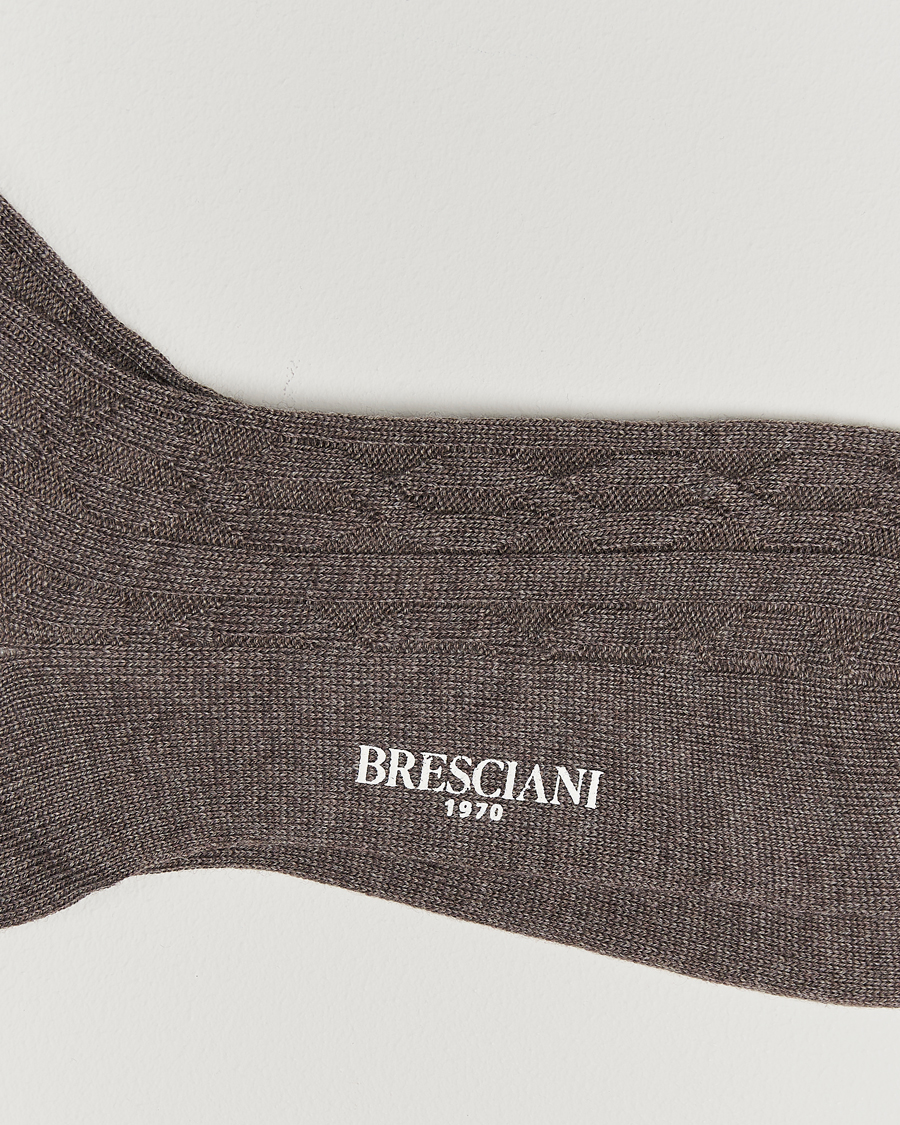 Homme | Sous-Vêtements Et Chaussettes | Bresciani | Link Ribbed Wool Socks Taupe