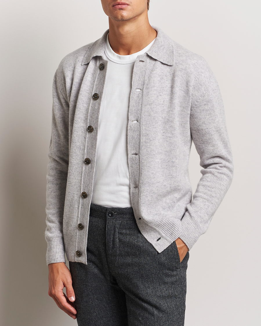 Homme | Pulls Et Tricots | Altea | Shetland Collared Cardigan Light Grey