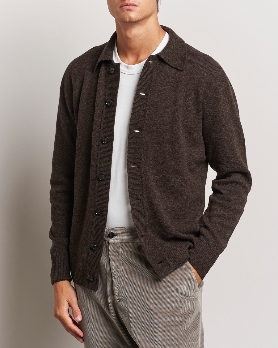 Homme | Pulls Et Tricots | Altea | Shetland Collared Cardigan Brown