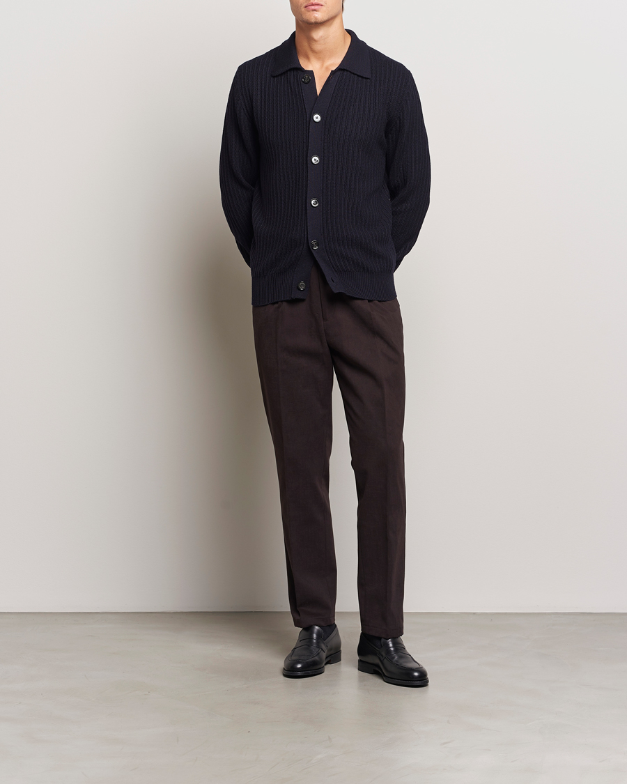 Homme | Pulls Et Tricots | Altea | Rib Wool Cardigan Navy