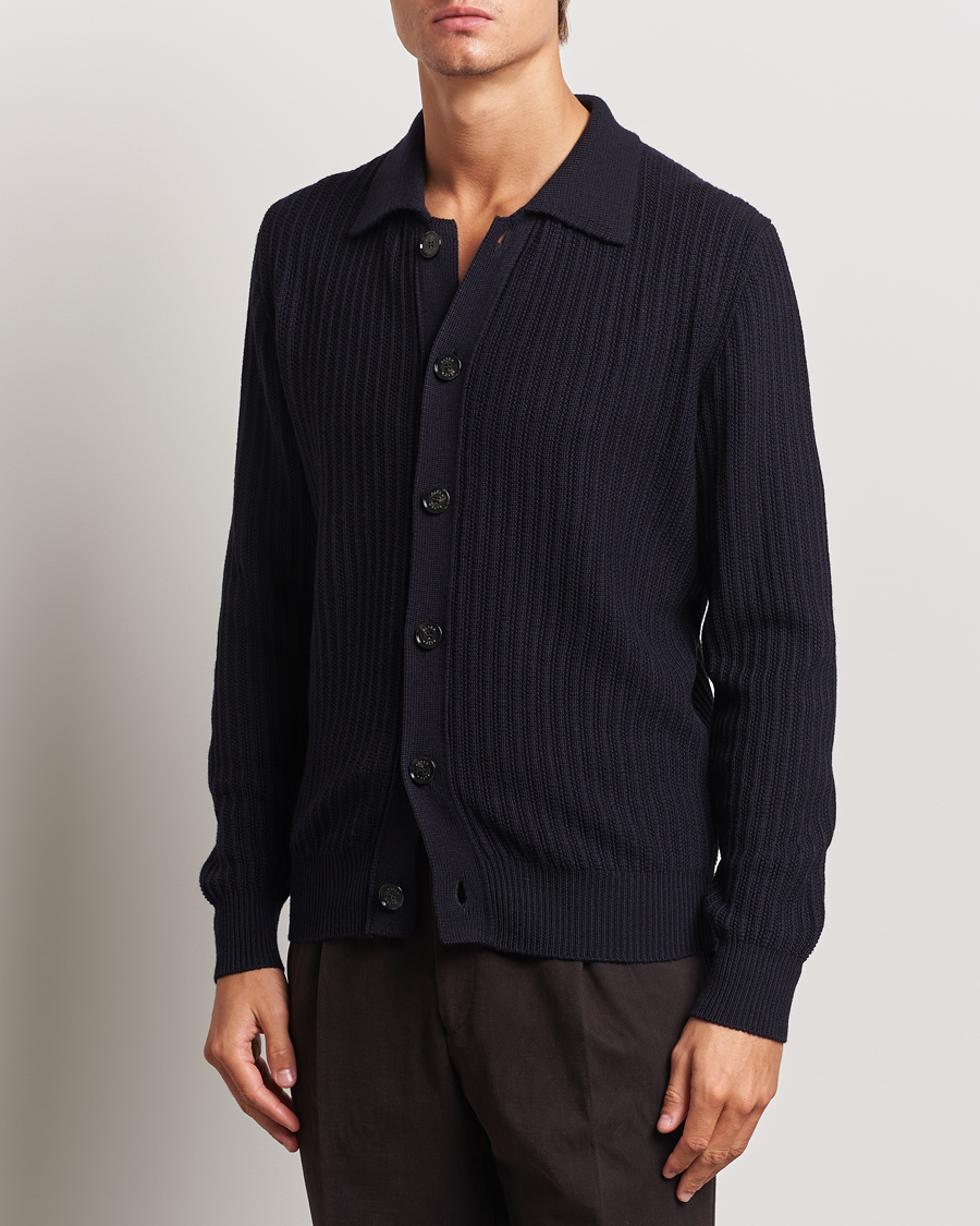 Homme | Pulls Et Tricots | Altea | Rib Wool Cardigan Navy