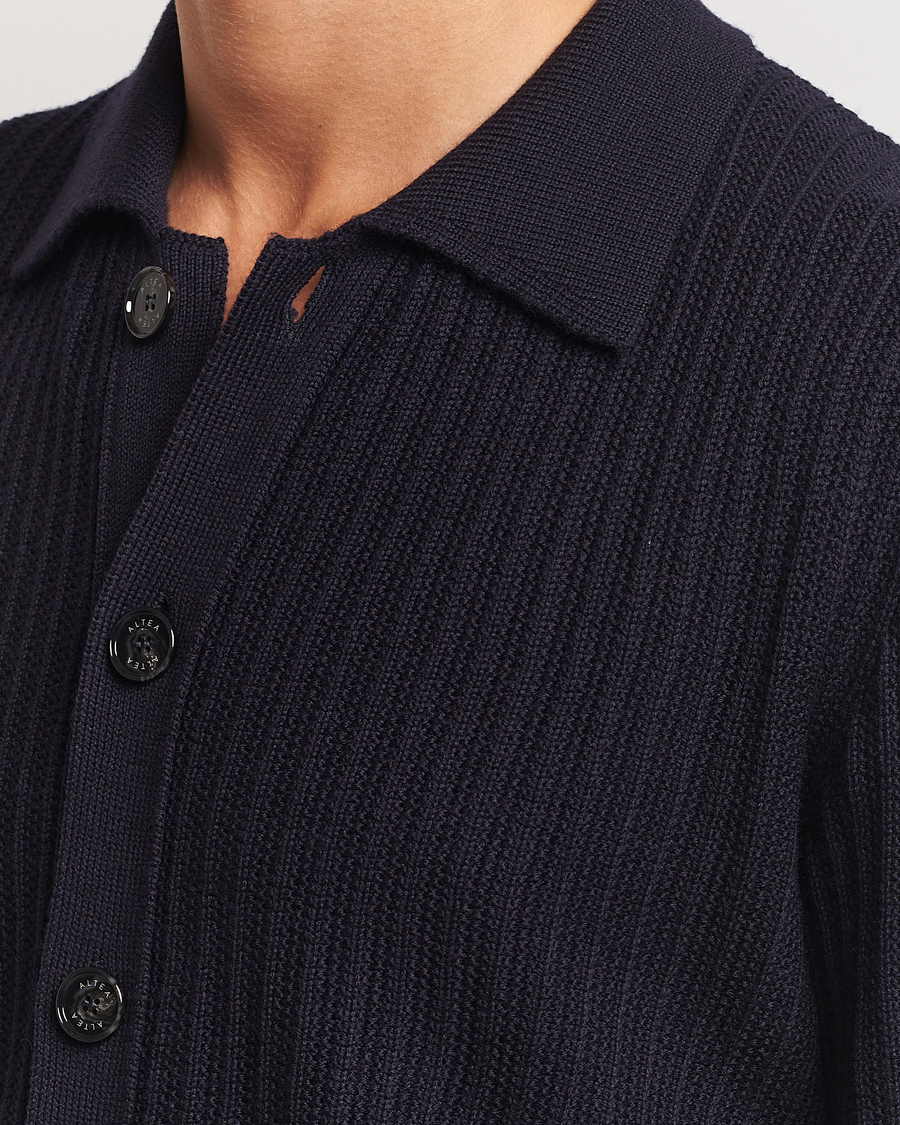 Homme | Pulls Et Tricots | Altea | Rib Wool Cardigan Navy