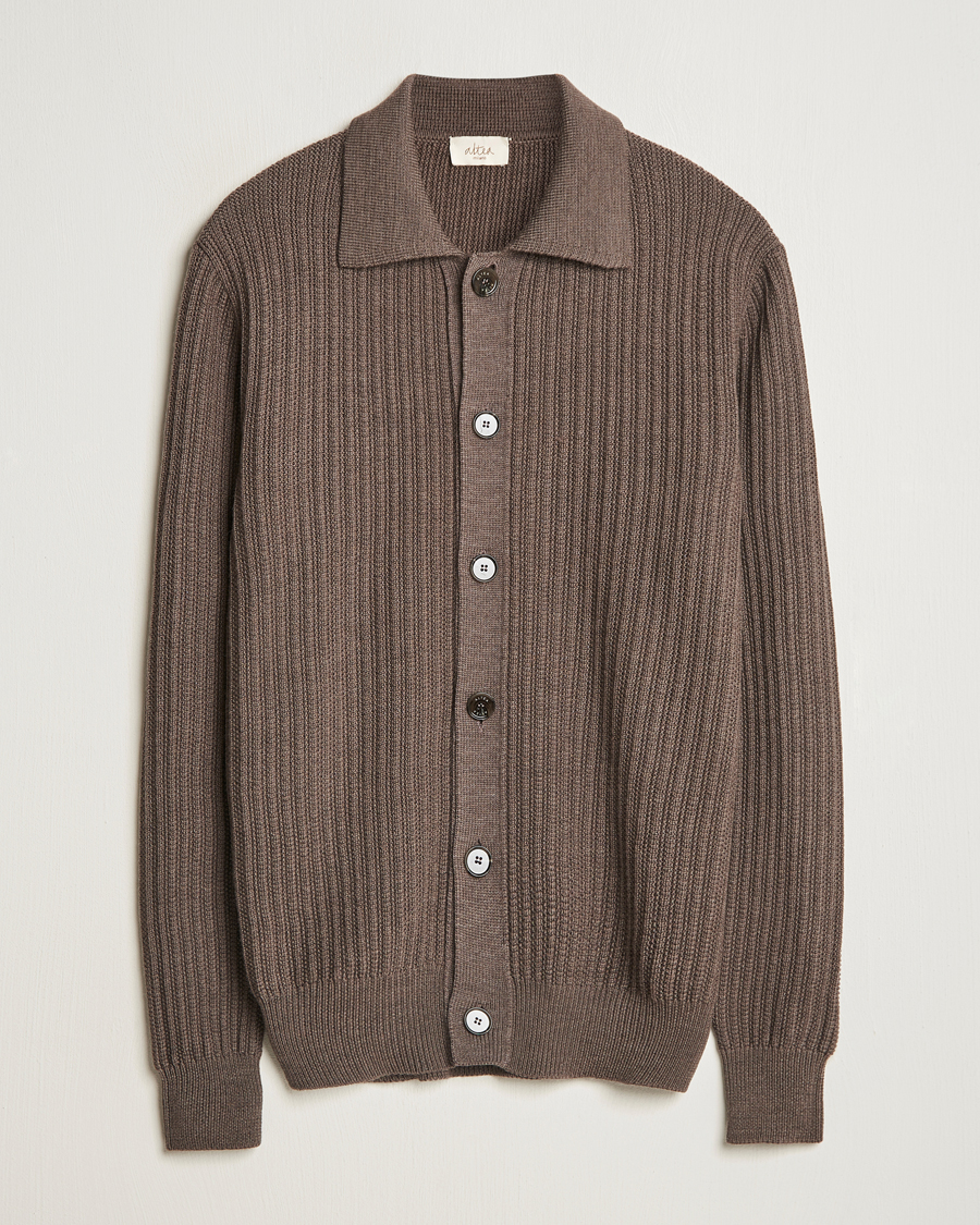 Homme | Pulls Et Tricots | Altea | Rib Wool Cardigan Taupe