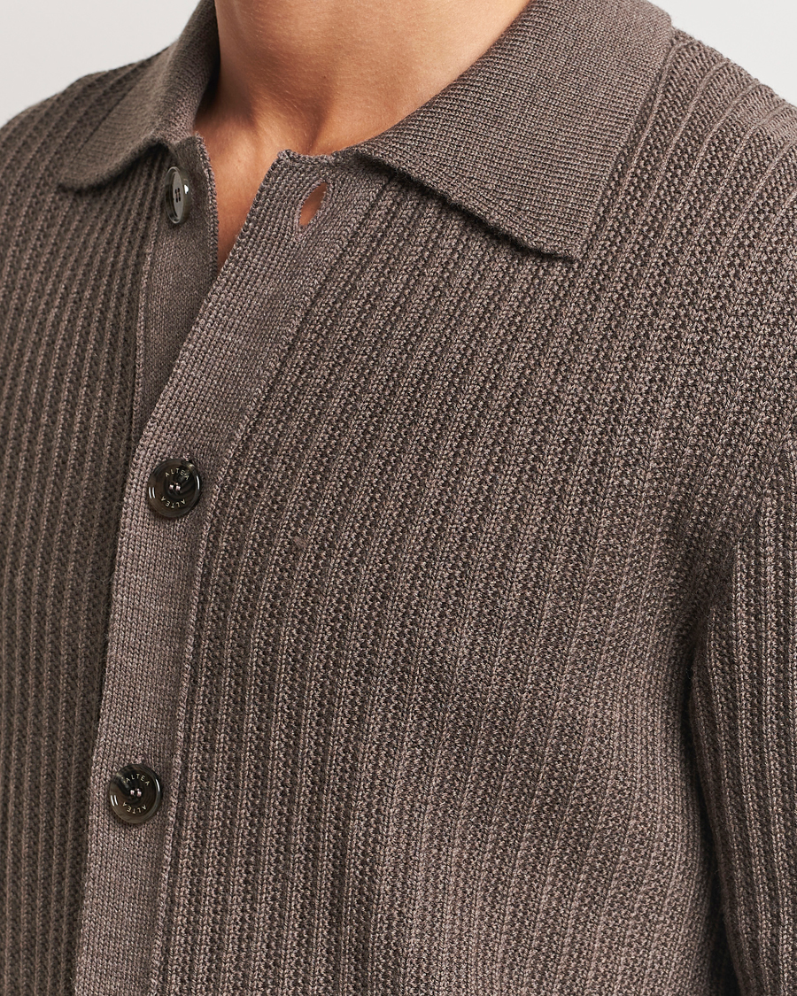 Homme | Pulls Et Tricots | Altea | Rib Wool Cardigan Taupe