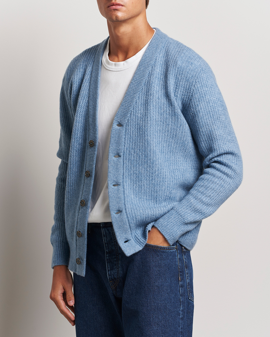 Homme | Pulls Et Tricots | Altea | Soft Rib Stich Cardigan Light Blue
