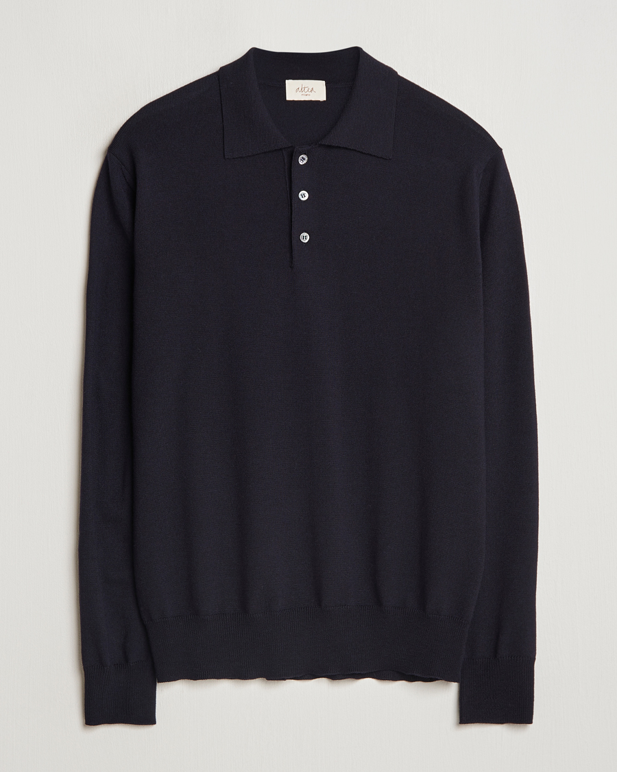 Homme | Pulls Et Tricots | Altea | Merino Long Sleeve Polo Navy