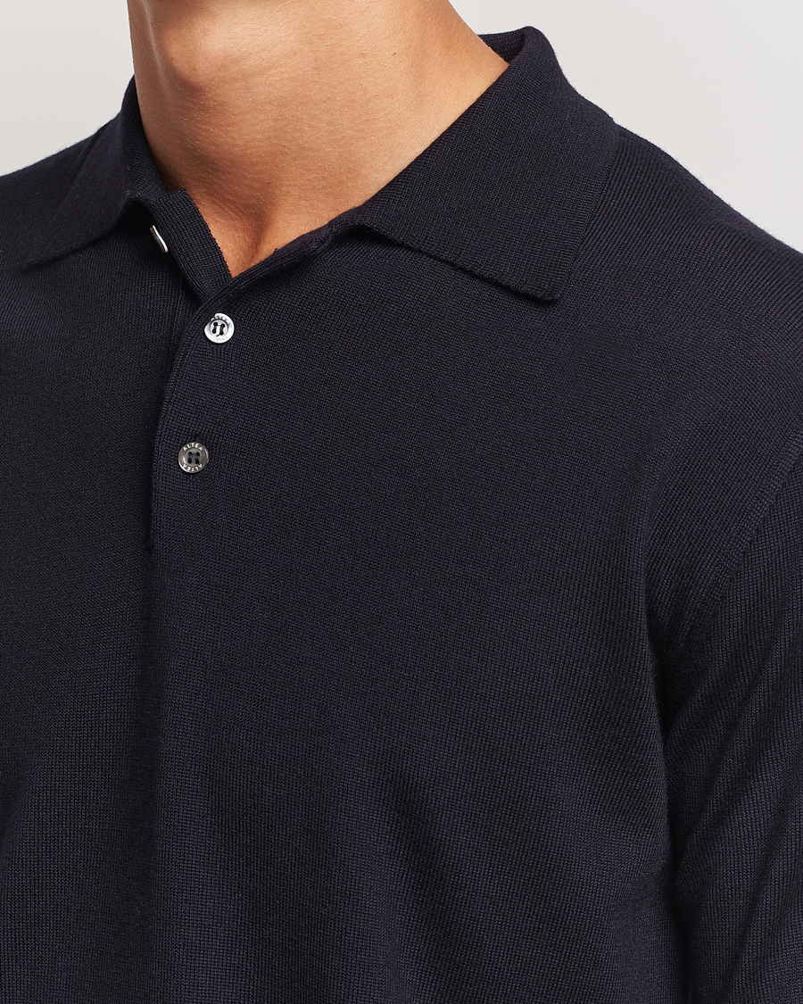 Homme | Pulls Et Tricots | Altea | Merino Long Sleeve Polo Navy