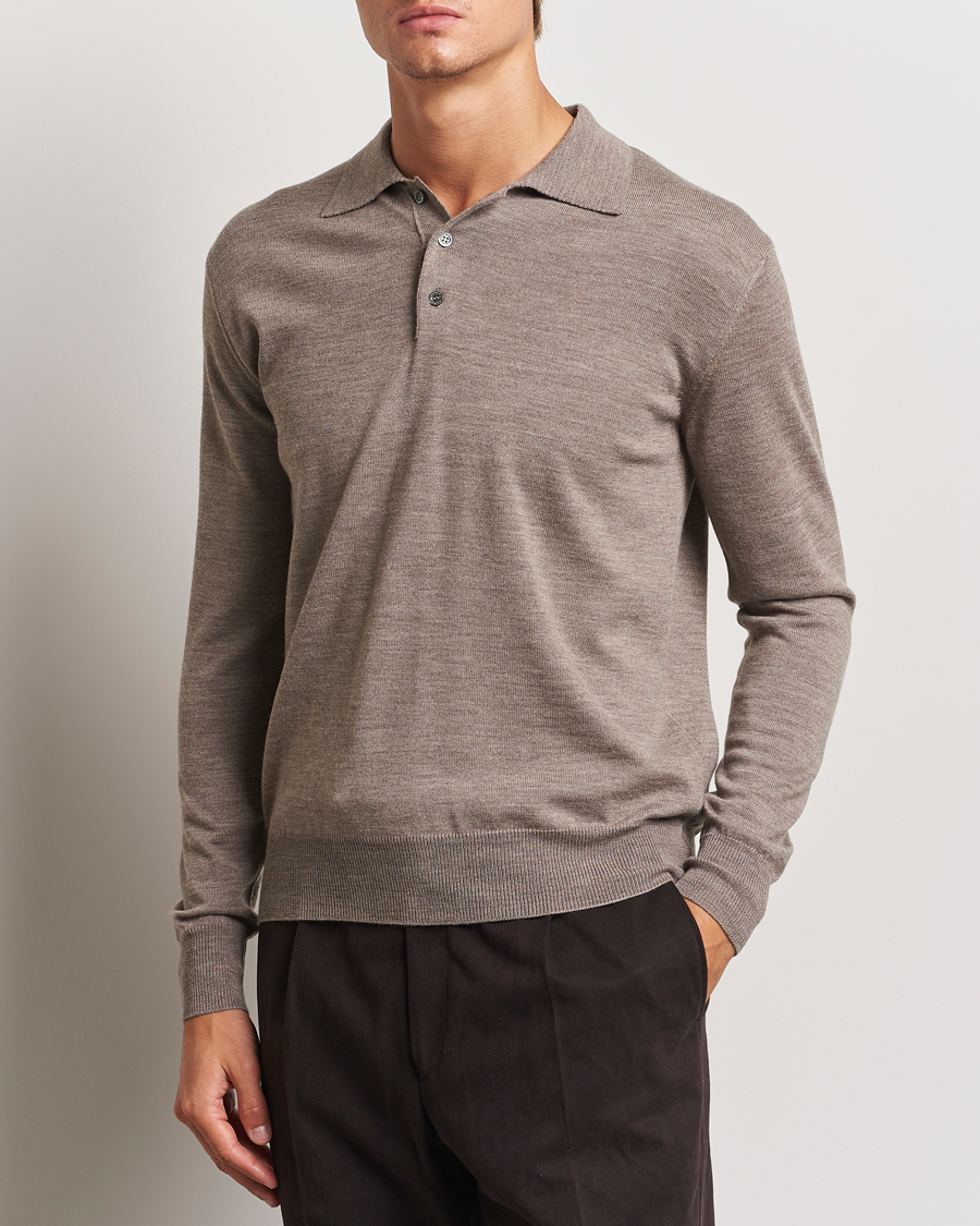 Homme | Pulls Et Tricots | Altea | Merino Long Sleeve Polo Beige
