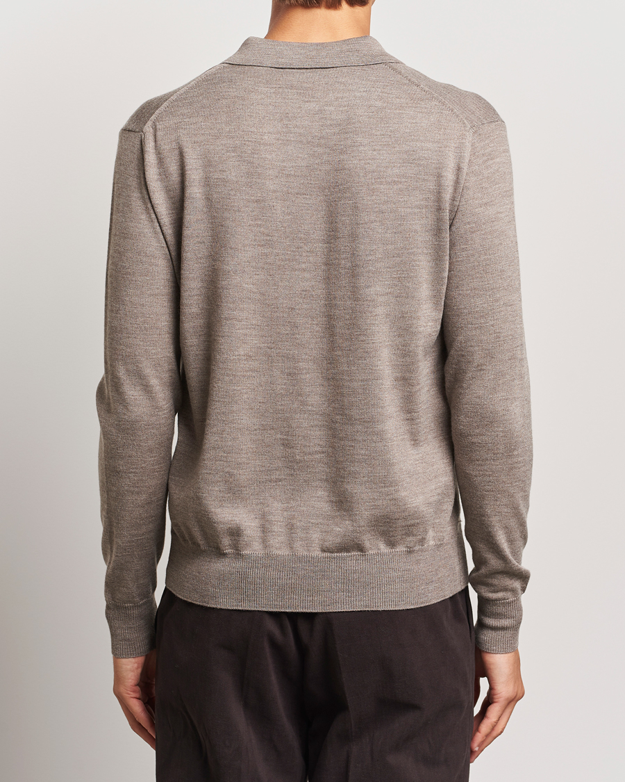 Homme | Pulls Et Tricots | Altea | Merino Long Sleeve Polo Beige