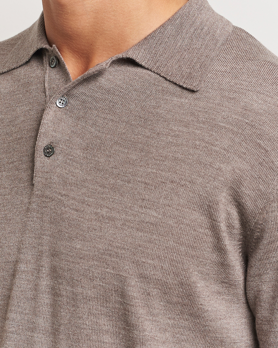 Homme | Pulls Et Tricots | Altea | Merino Long Sleeve Polo Beige