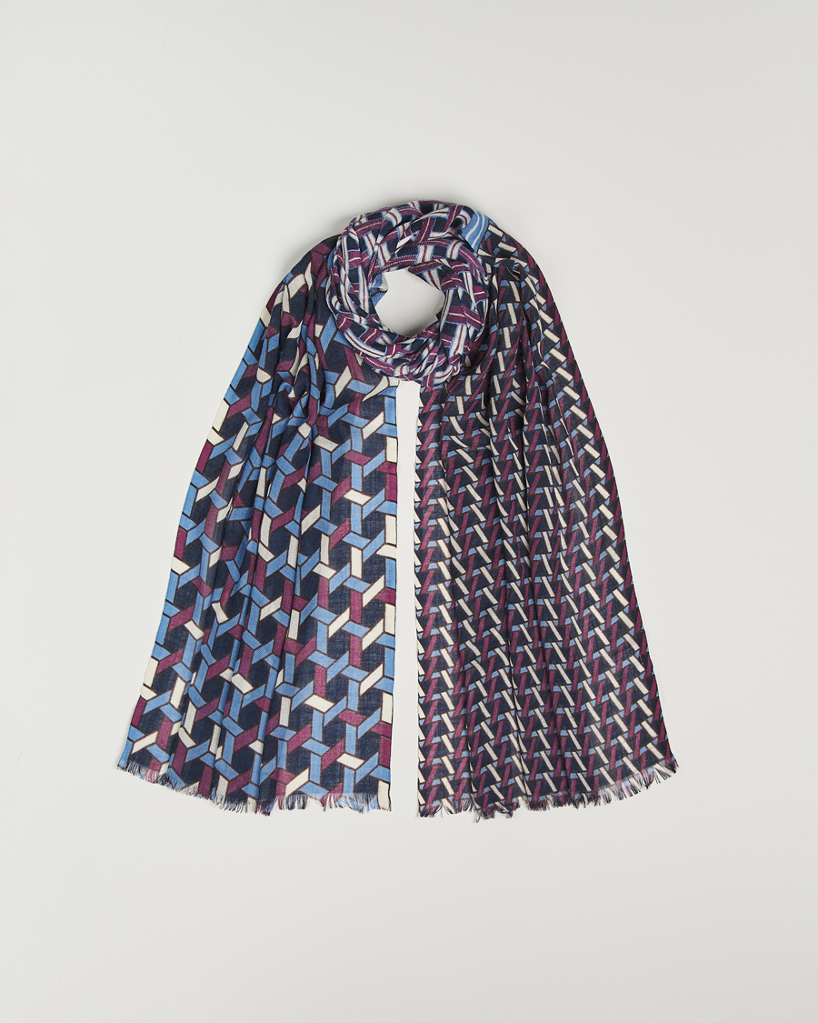 Homme | Altea Printed Wool Scarf Navy | Altea | Printed Wool Scarf Navy