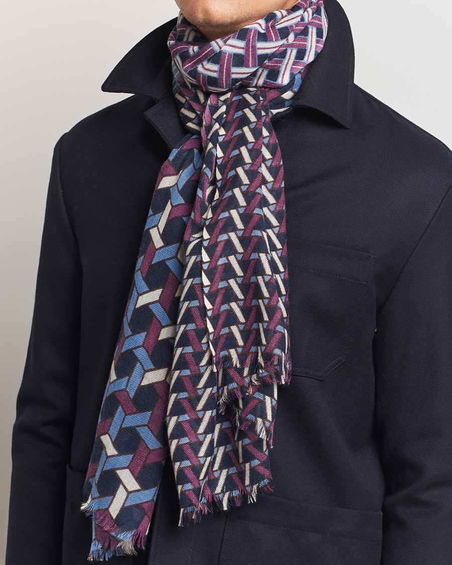 Homme | Altea Printed Wool Scarf Navy | Altea | Printed Wool Scarf Navy