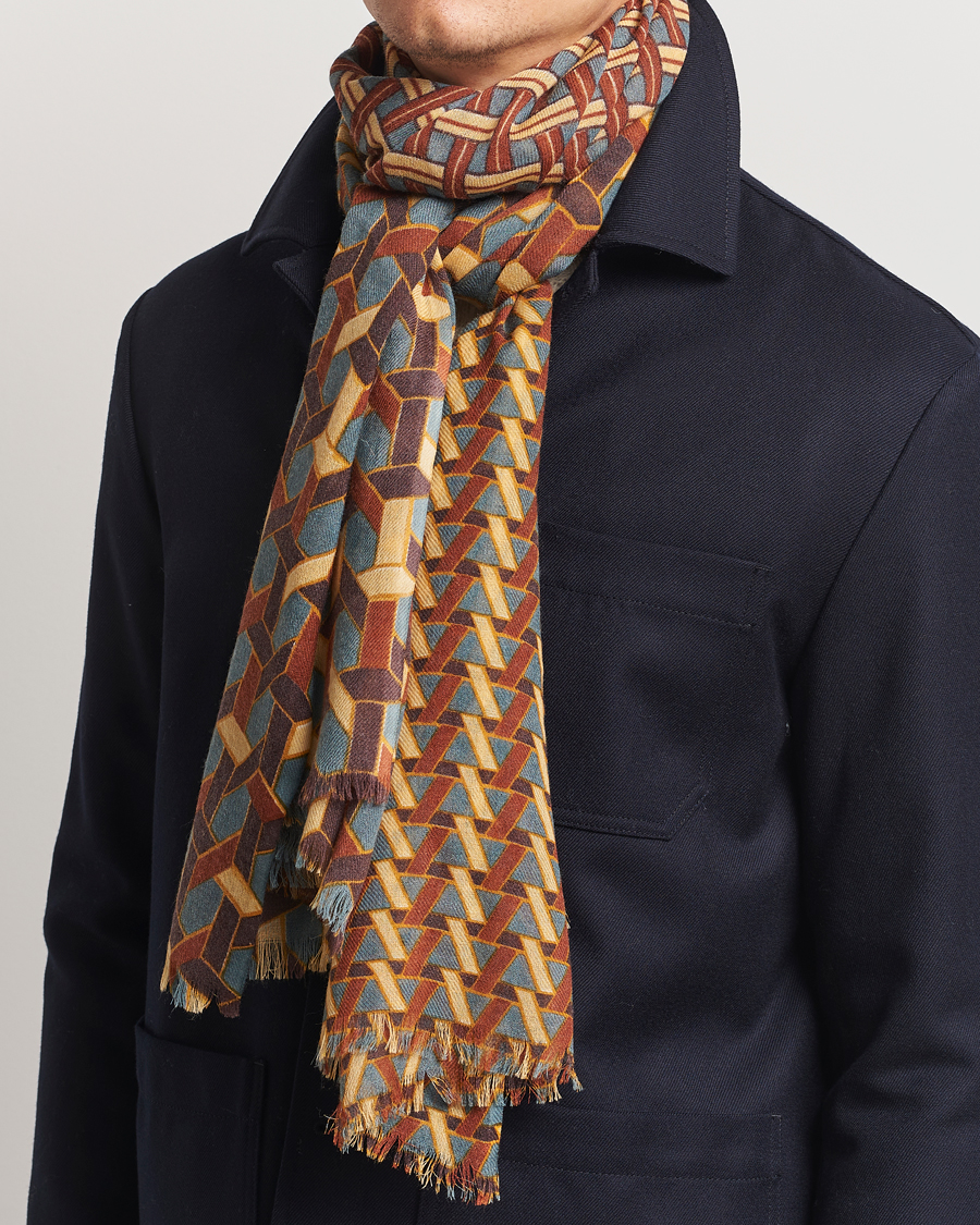 Homme | Altea Printed Wool Scarf Orange | Altea | Printed Wool Scarf Orange